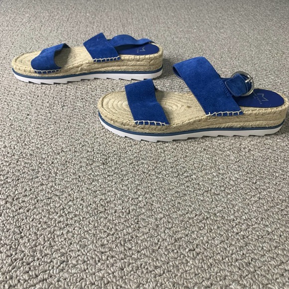 Marc Fisher Womens Sandals 8.5M Blue Suede Espadrilles Platform Phebe Strappy - Picture 2 of 10